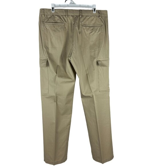 Tasso Elba Mens Cargo Pants 34x32 Khaki 100% Cotton Made In Egypt - Picture 3 of 5